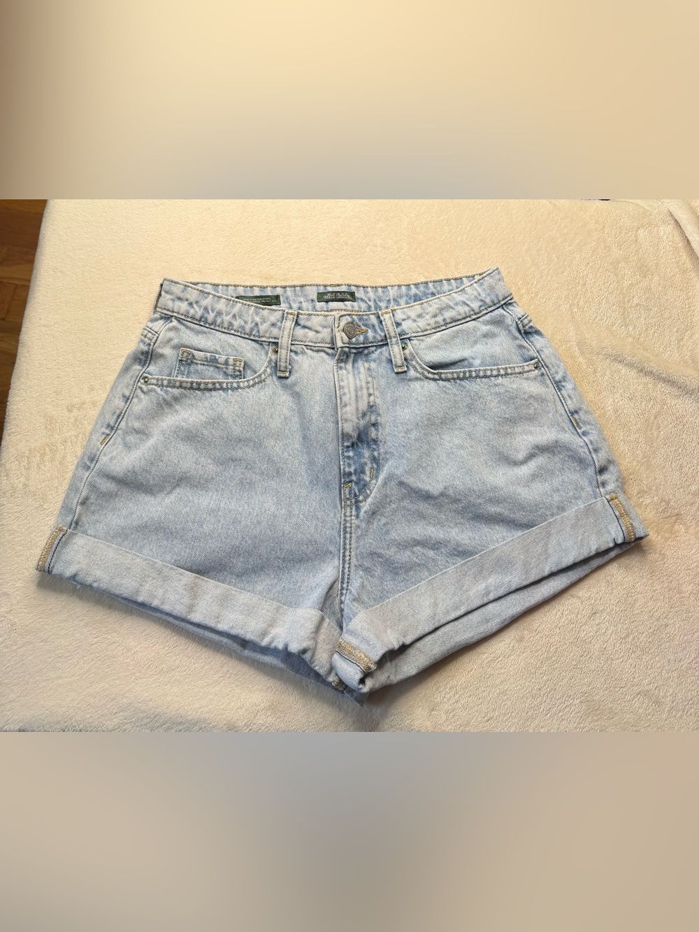 wild fable Light Blue High-Rise Cuffed Denim Shorts